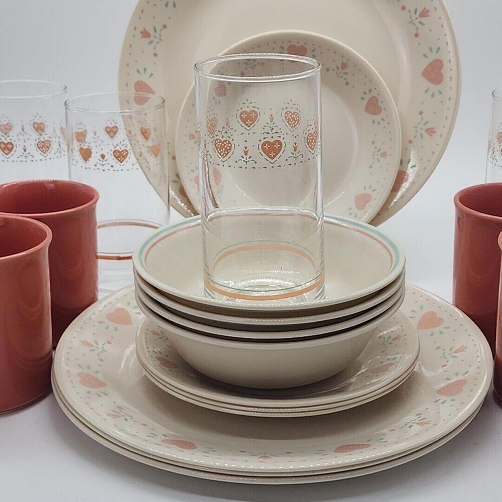 Vintage Corelle Forever Yours Dinnerware Set 20-Pc Set (Made In USA)